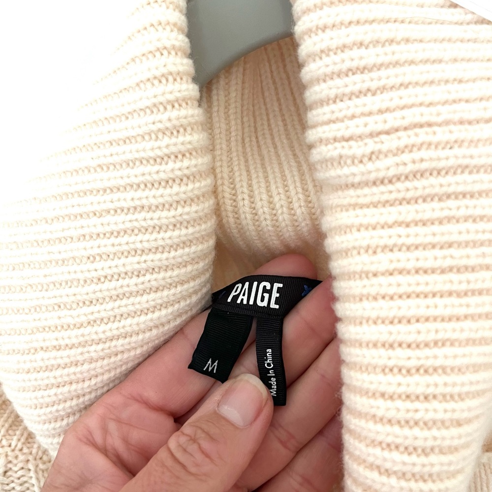 Paige Raundi cable knit cropped sweater. Ivory size: M - Picture 6 of 7
